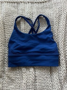 Lululemon Longline Energy Bra Ribbed Blue